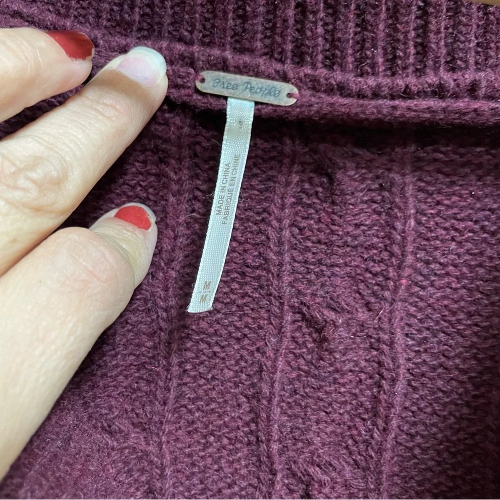 Free People OB461242 burgundy Heat Viceroy Short Shawl Collar Fitted Cardigan M